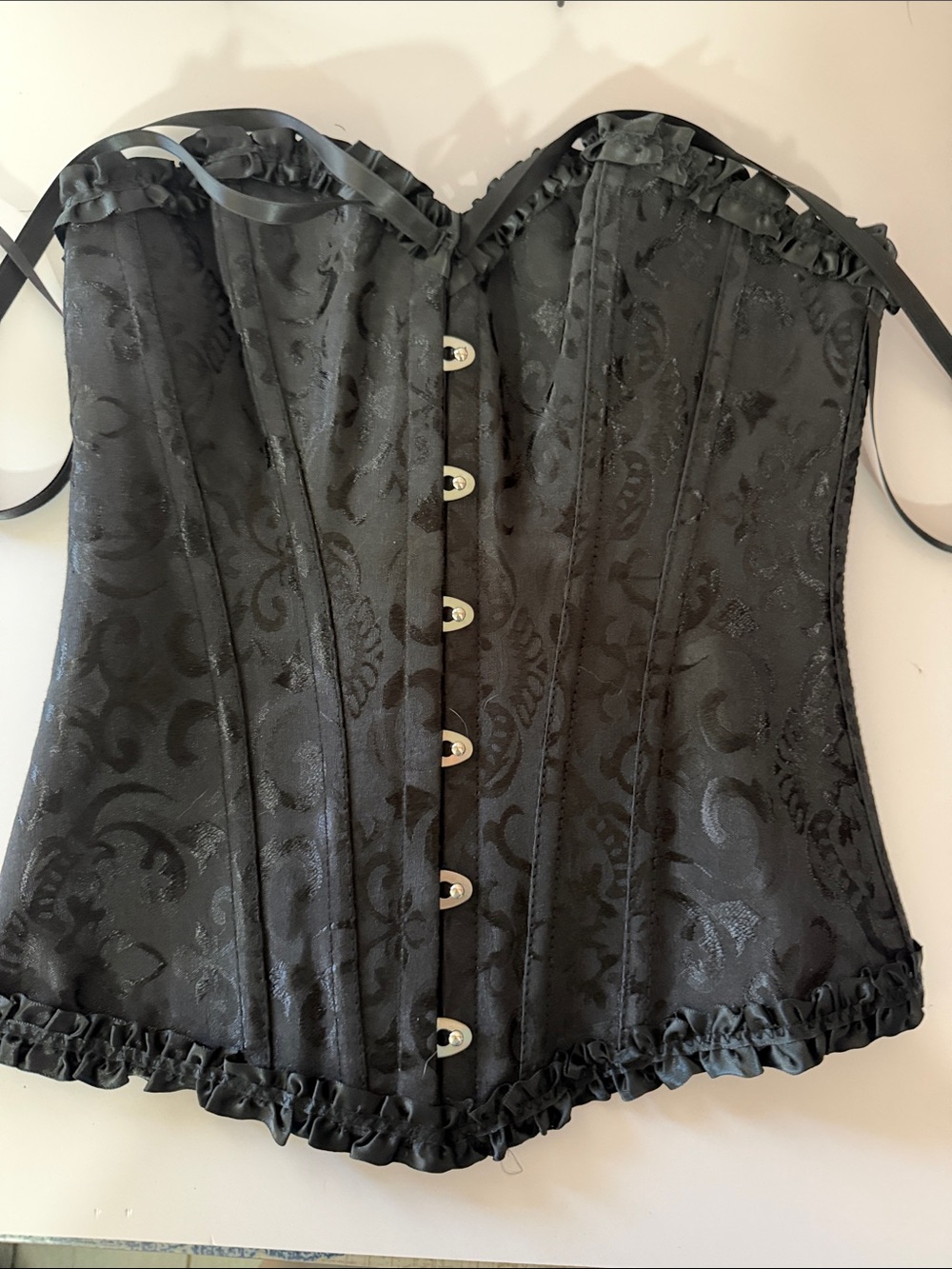 Black Brocade Strapless Corset Top